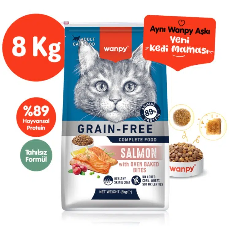 Wanpy Tahılsız Adult Somonlu Yetişkin Kedi Maması 8 Kg