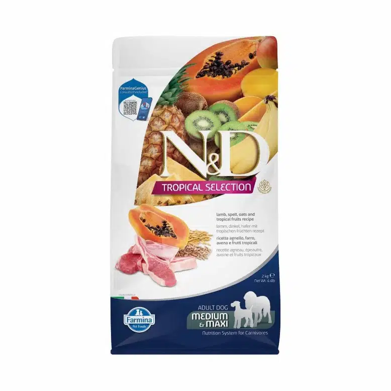 N&D Tropical Selection Adult Kuzu Etli ve Tropikal Meyveli Orta ve Büyük Irk Yetişkin Köpek Maması 2 Kg