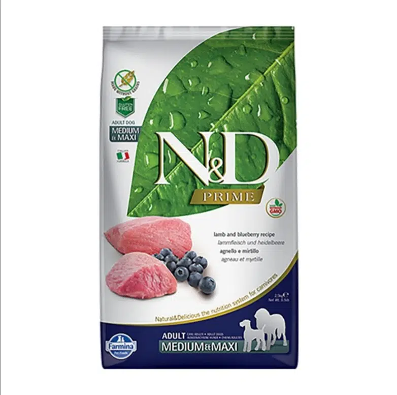 N&D Prime Tahılsız Adult Kuzu Eti ve Yaban Mersinli Orta ve Büyük Irk Yetişkin Köpek Maması 2.5 Kg