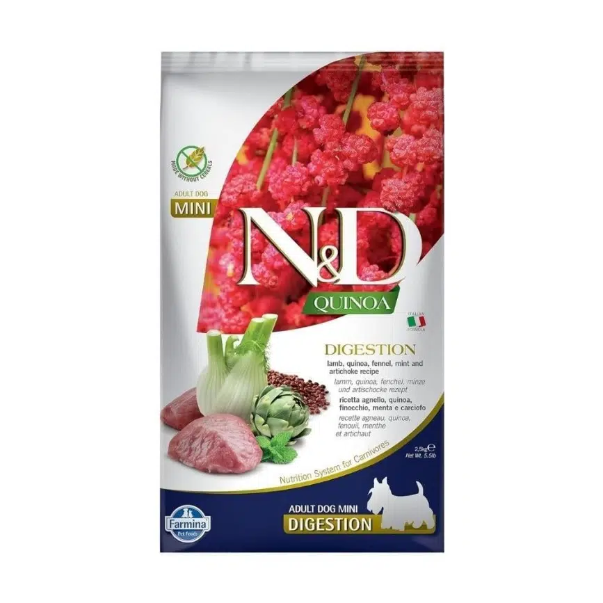 N&D Quinoa Digestion Adult Kuzu Ve Kinoa Aromalı Hassas Sindirim Küçük Irk Yetişkin Köpek Maması 2.5 Kg