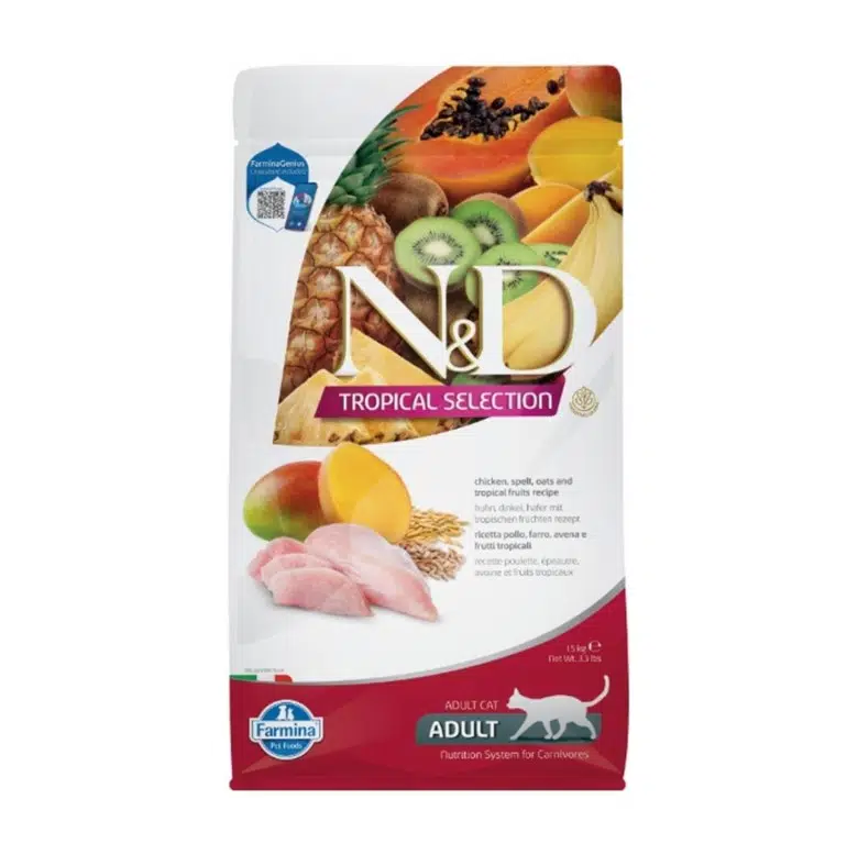 N&D Tropical Selection Adult Tavuklu ve Tropikal Meyveli Yetişkin Kedi Maması 1.5 Kg