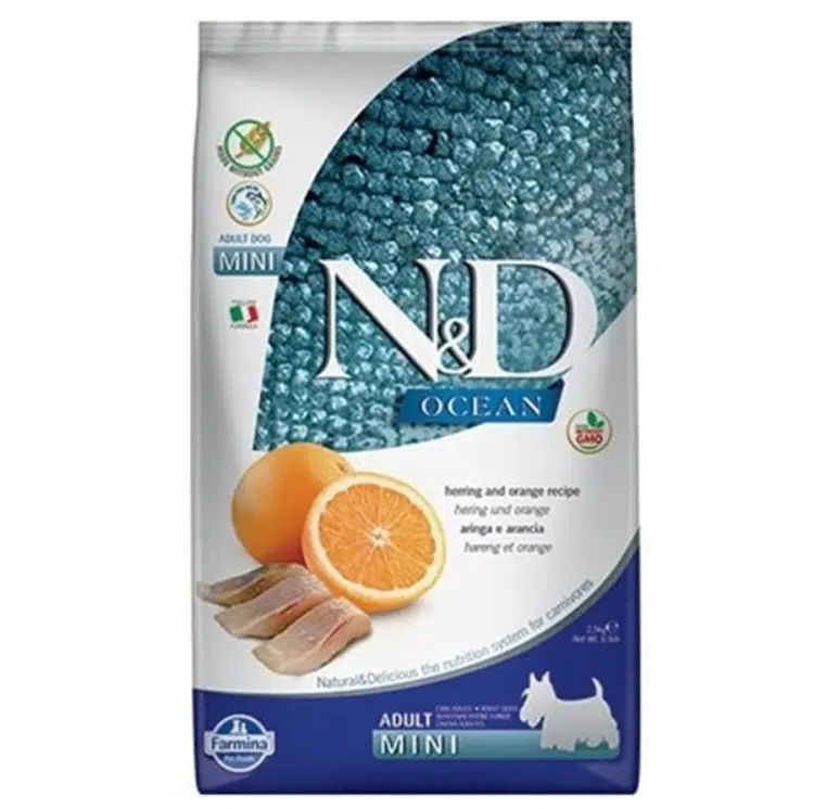 N&D Ocean Tahılsız Adult Balık Portakallı Küçük Irk Yetişkin Köpek Maması 2.5 Kg