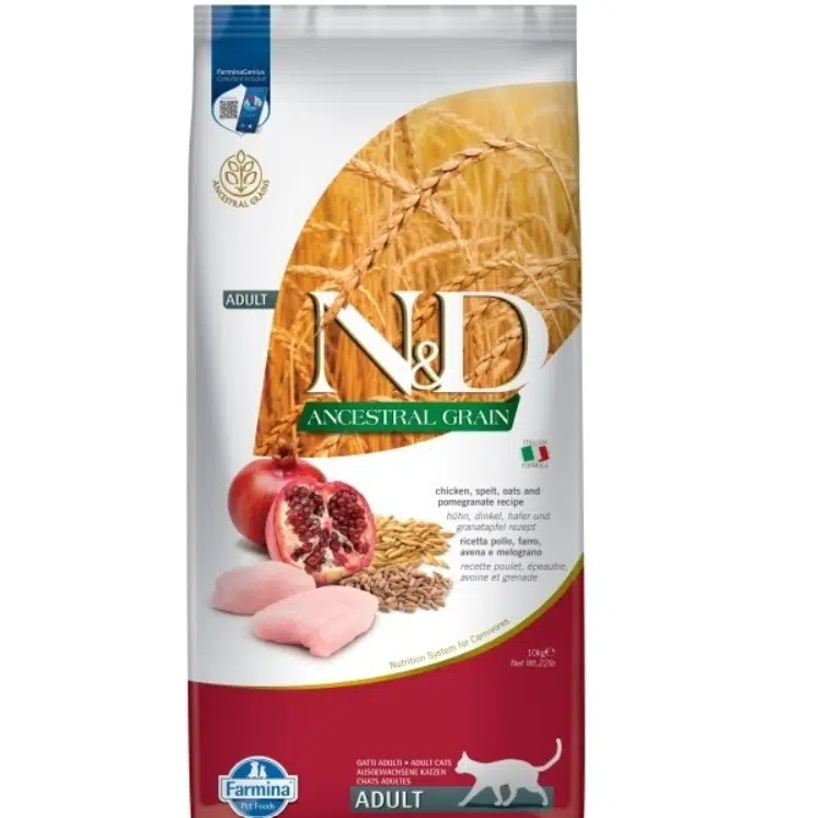 N&D Ancestral Grain Adult Tavuklu Narlı Ve Ata Tahıllı Yetişkin Kedi Maması 10 Kg