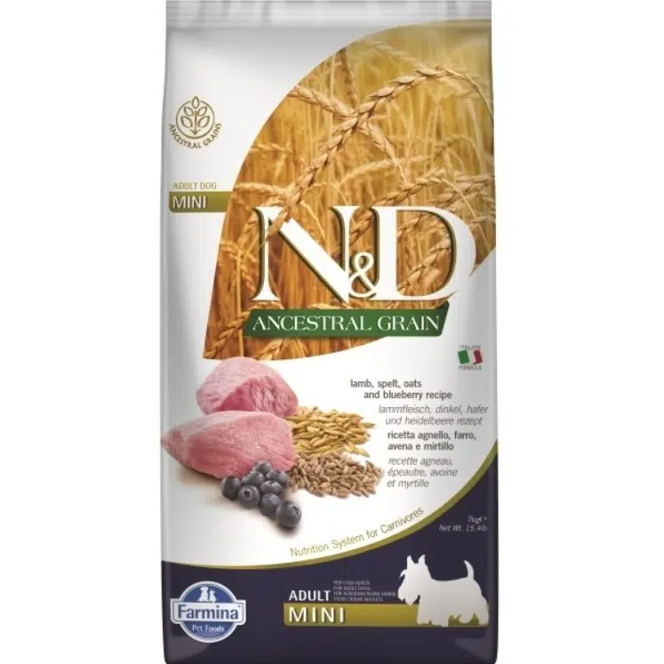 N&D Ancestral Grain Adult Kuzu Etli Yaban Mersinli Ve Ata Tahıllı Küçük Irk Yetişkin Köpek Maması 7 Kg