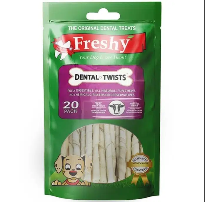 Freshy Dental Twist Beyaz Burgulu Köpek Çiğneme Çubuğu 120 Gr 20 li