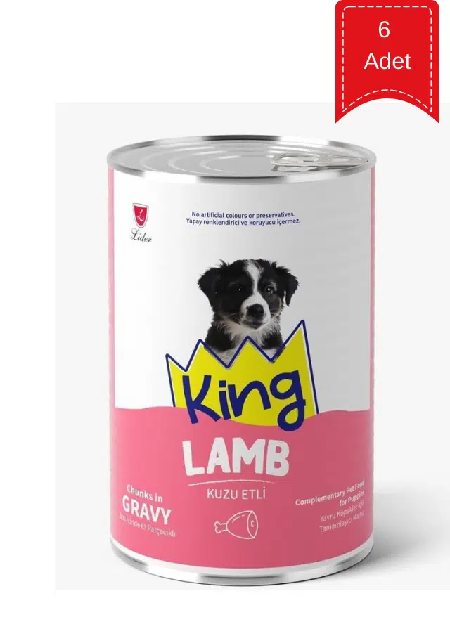 King Puppy Sos İçerisinde Kuzu Etli Yavru Köpek Konservesi 400 Gr X 6 Adet