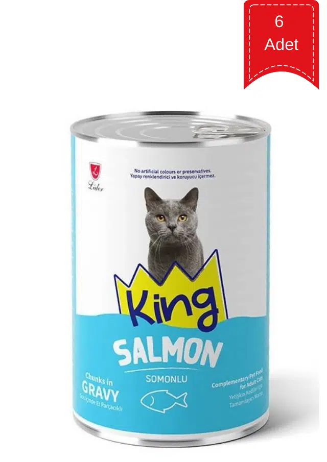King Sos İçerisinde Somonlu Kedi Konservesi 400 Gr X 6 Adet