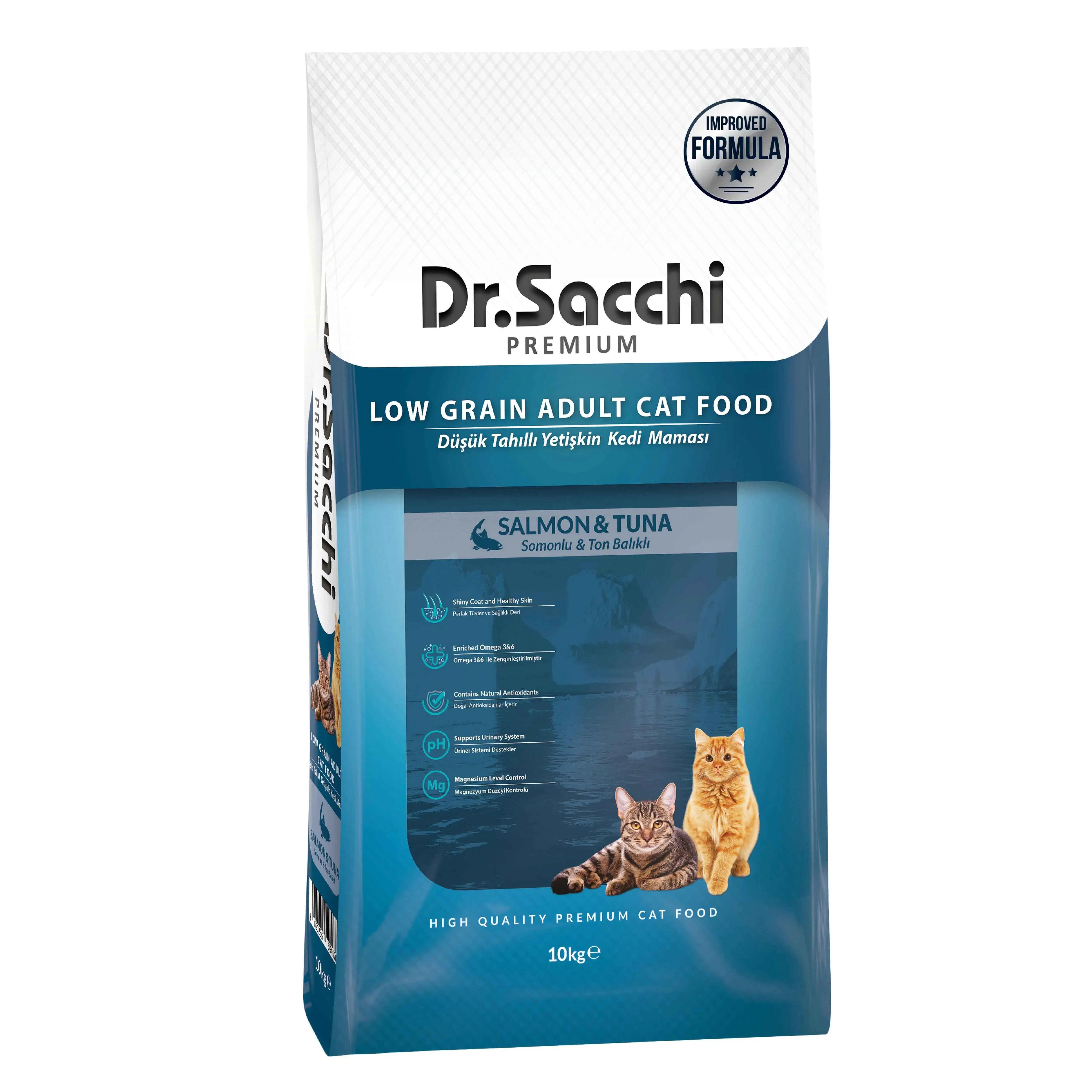 Dr.Sacchi Premium Adult Düşük Tahıllı Somonlu Ve Ton Balıklı Yetişkin Kedi Maması 10 Kg