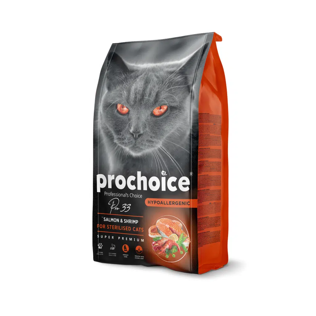 ProChoice 33 Sterilised Hipoalerjenik Somonlu Ve Karidesli Düşük Tahıllı Kısırlaştırılmış Kedi Maması 2 Kg