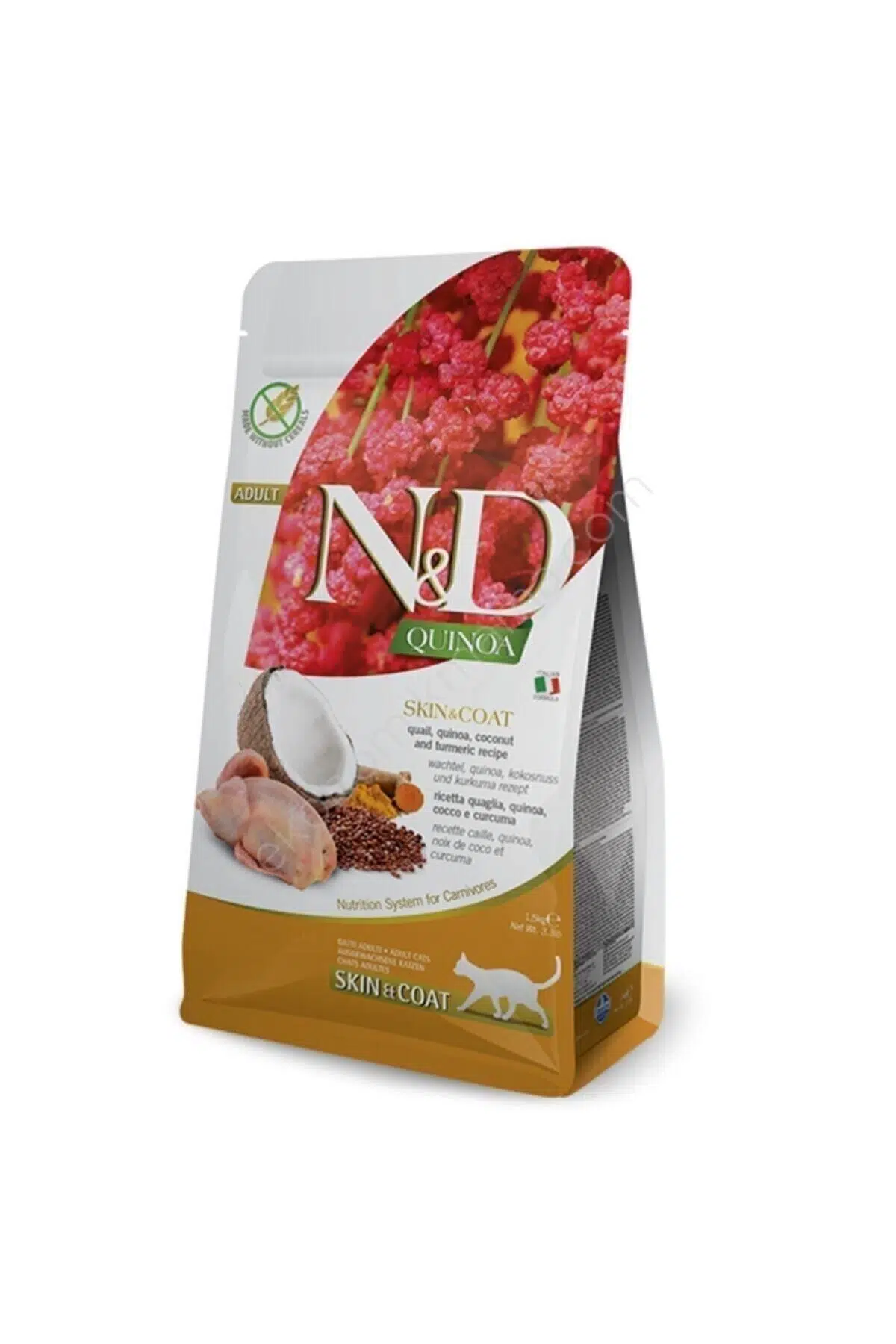 N&D Quinoa Skin Coat Tahılsız Bıldırcınlı Yetişkin Kedi Maması 1.5 Kg