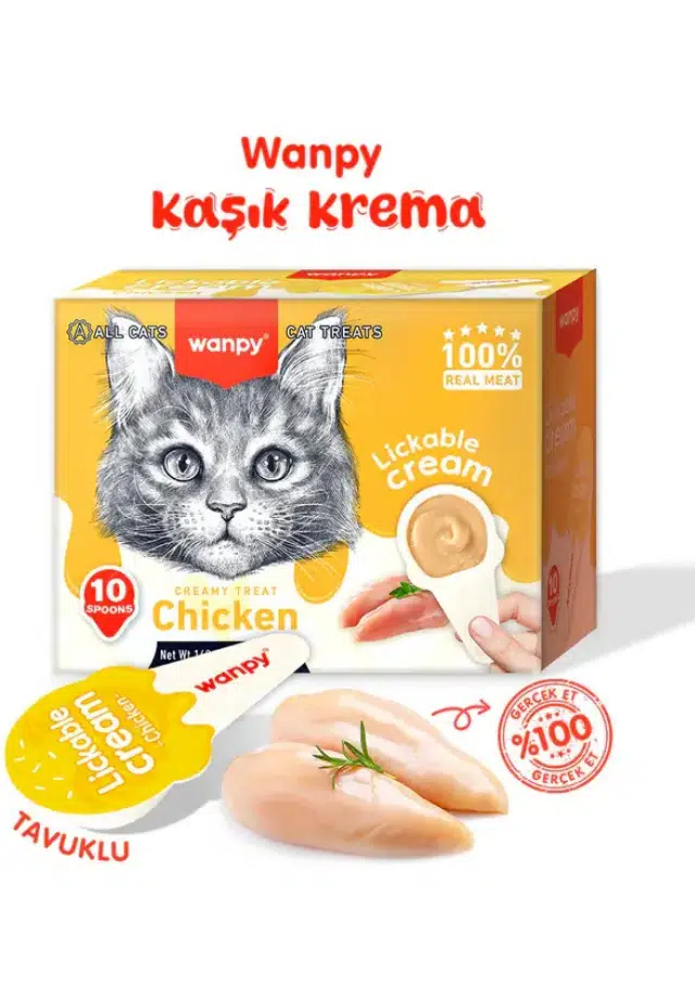Wanpy Tavuklu Kaşık Krema Kedi Ödül Maması 16 Gr X 10'lu Paket