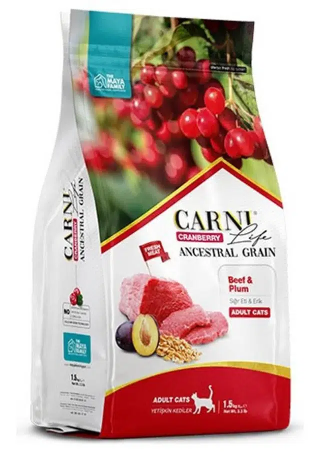 Carni Life Ata Tahıllı Dana Ve Erikli Yetişkin Kedi Maması 1.5 Kg