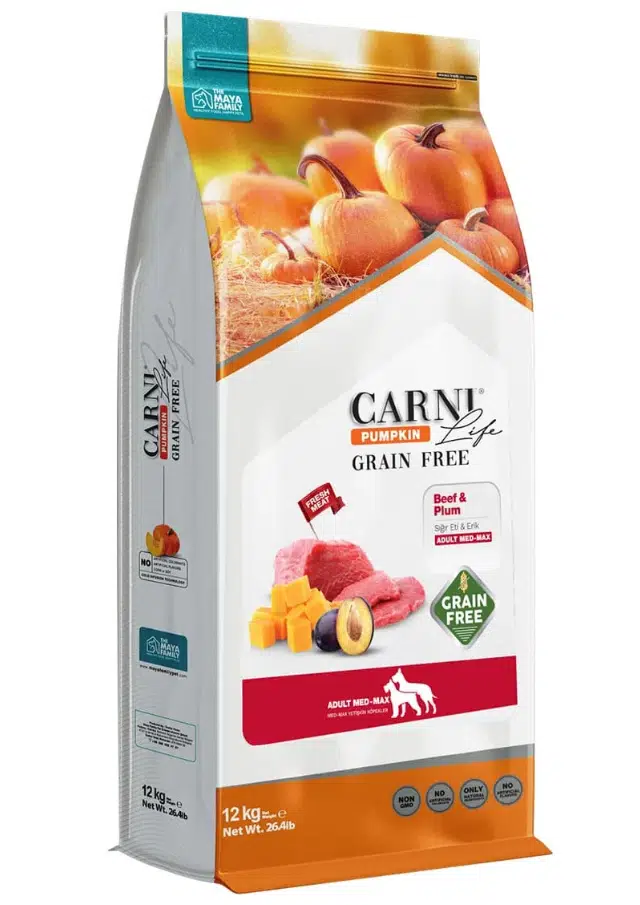 Carni Life Tahılsız Sığır Etli Ve Erikli Orta Ve Büyük Irk Yetişkin Köpek Maması 12 Kg