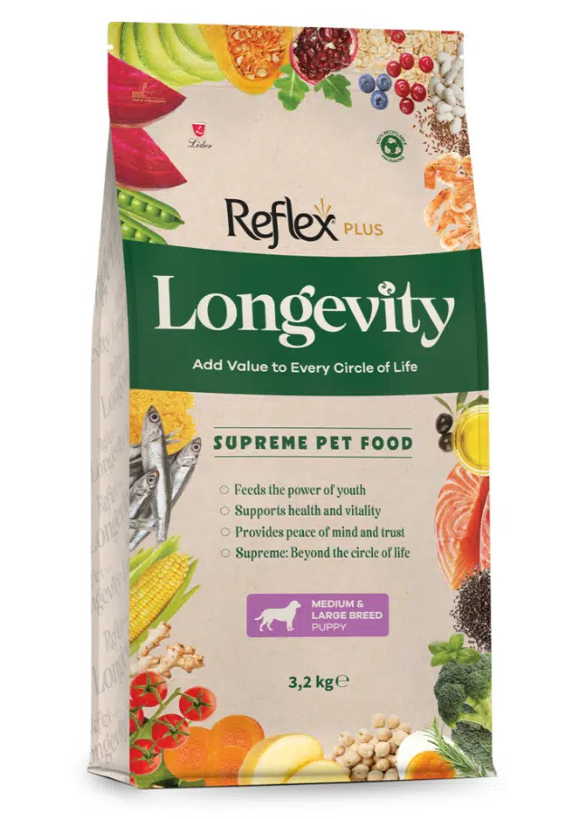 Reflex Plus Longevity Puppy Hipoalerjenik Balıklı Balıklı Orta ve Büyük Irk Yavru Köpek Maması 3.2 Kg