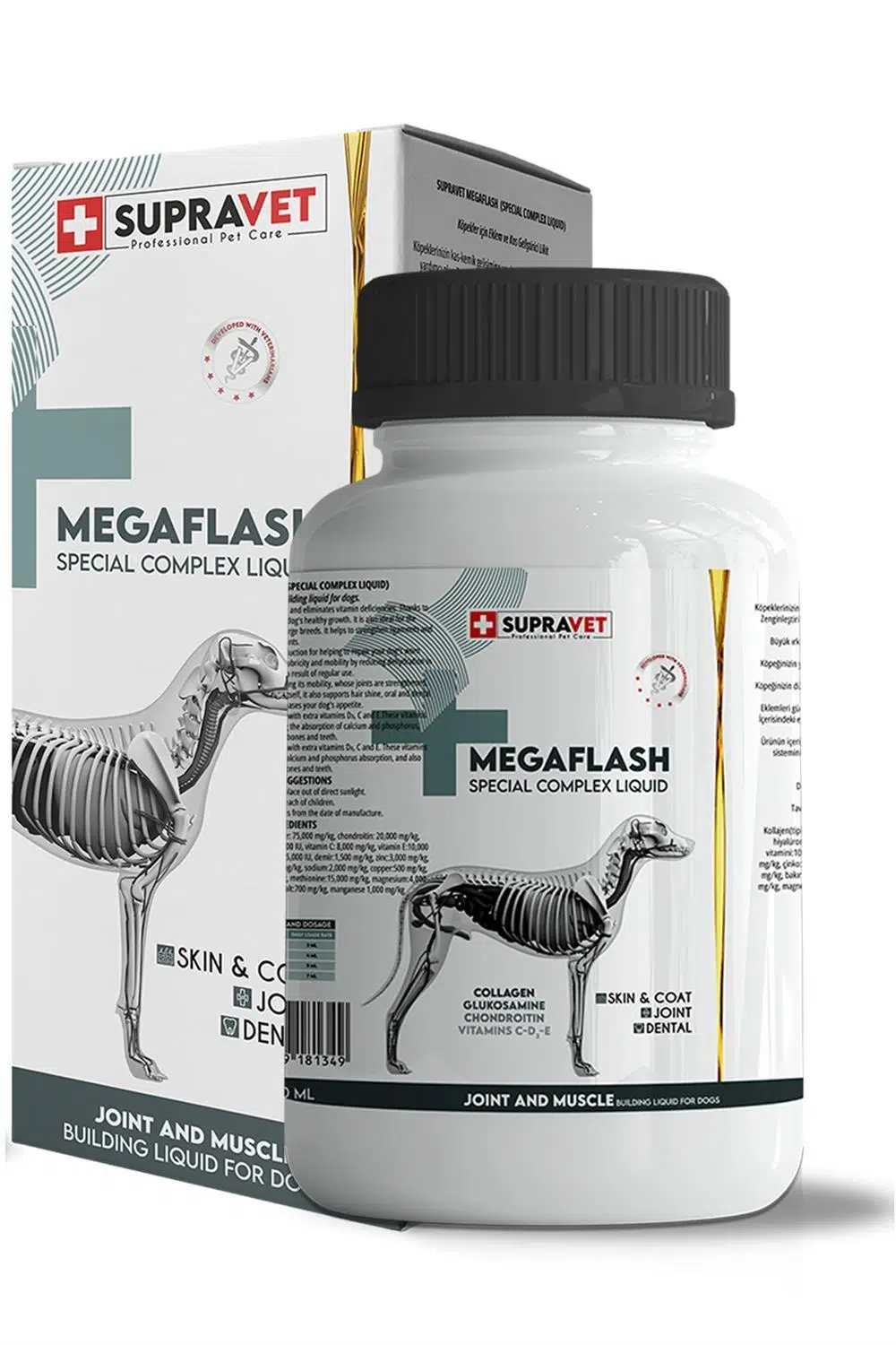 Supravet MegaFlash Köpekler İçin Eklem Ve Kas Geliştirici Likit XXL 500 Ml