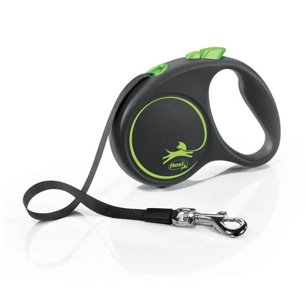 Flexi Black Design Otomatik Yeşil Şerit Köpek Köpek Gezdirme Tasması Small 5 Metre
