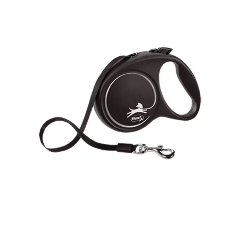 Flexi Black Design Otomatik Siyah Şerit Köpek Gezdirme Tasması Medium 5 Metre
