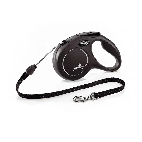 Flexi New Classic Otomatik Siyah İpli Köpek Gezdirme Tasması Medium 5 Metre