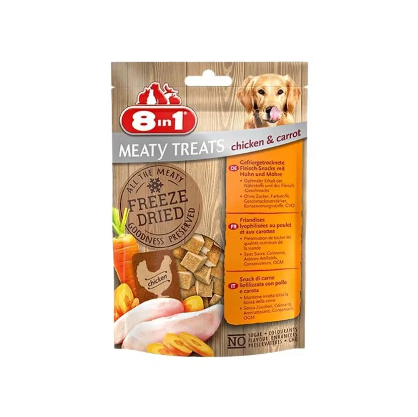 8in1 Meaty Treats Tavuk Etli ve Havuçlu Köpek Ödülü 50 Gr