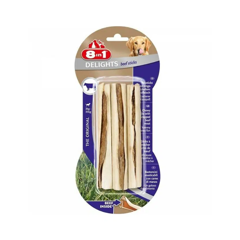 8in1 Delight Beef Sticks Biftek Etli Köpek Çiğneme Ödül Kemiği 3'lü 75 Gr