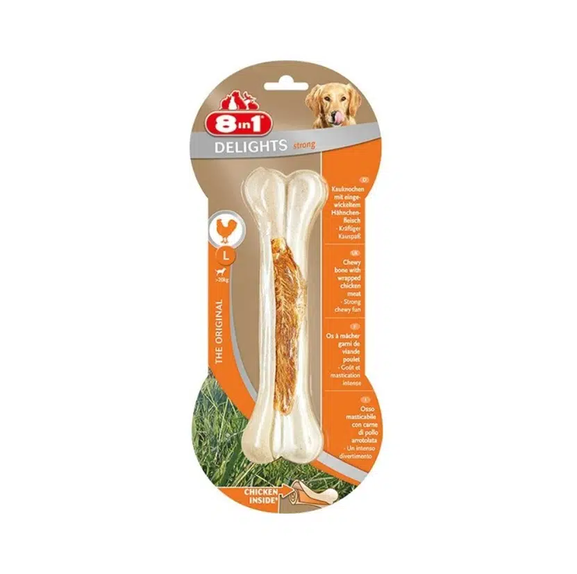 8in1 Delights Strong Tavuk Etli Burgu Köpek Çiğneme Kemiği L 130 Gr