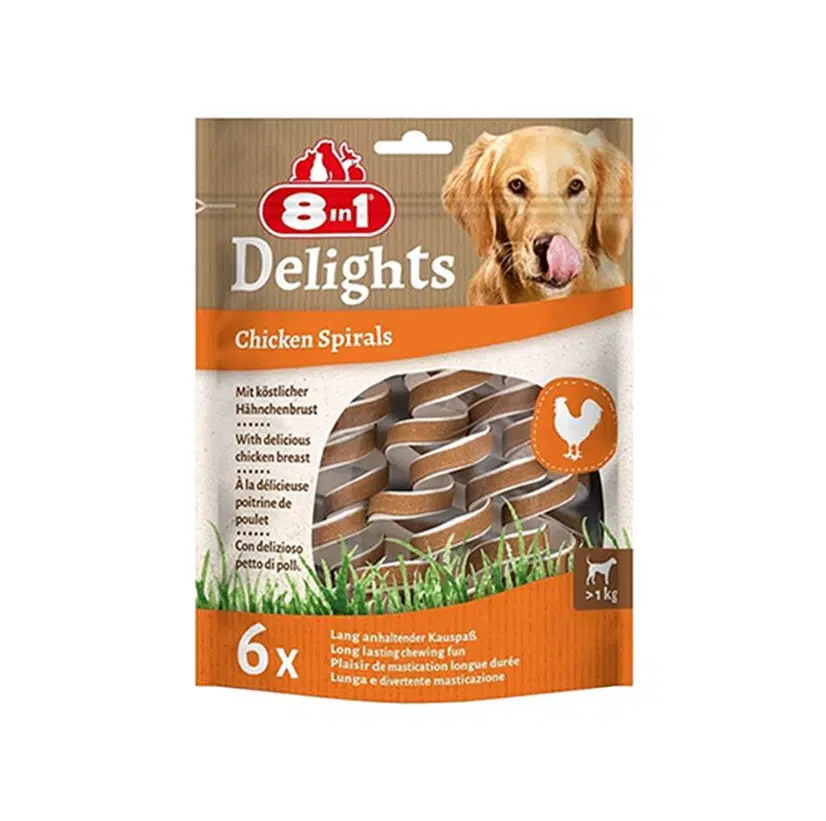 8in1 Smart Delights Chicken Spirals Tavuklu Burgu Köpek Ödül Maması 6'lı 60 Gr