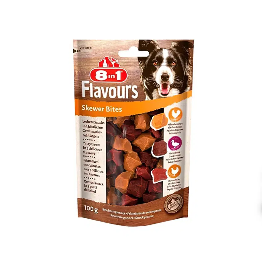 8in1 Flavours Skewer Bites Kuşbaşı Dilimli Tavuk Ve Ördekli Köpek Ödülü 100 Gr