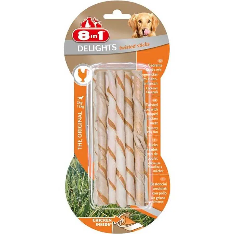 8in1 Delight Twisted Sticks Tavuk Etli Burgu Köpek Çiğneme Çubuğu 10'lu