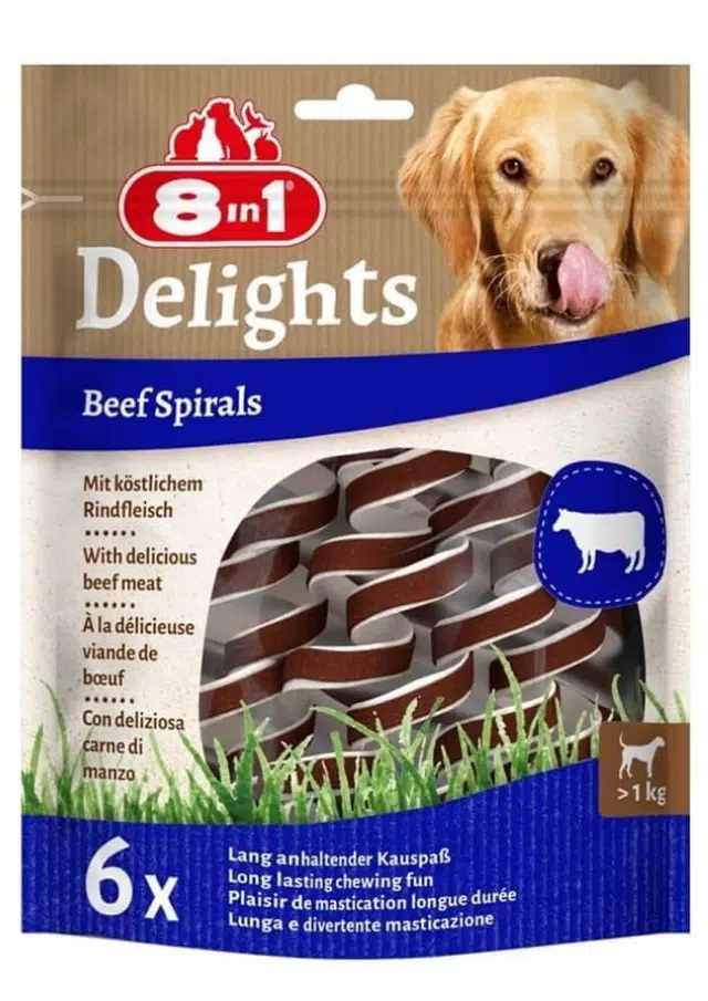 8in1 Smart Delights Beef Spirals Biftekli Burgu Köpek Ödül Maması 6'lı 60 Gr