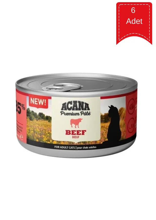 Acana Premium Pate Adult Sığır Etli Ezme Yetişkin Kedi Konservesi 85 Gr X 6 Adet