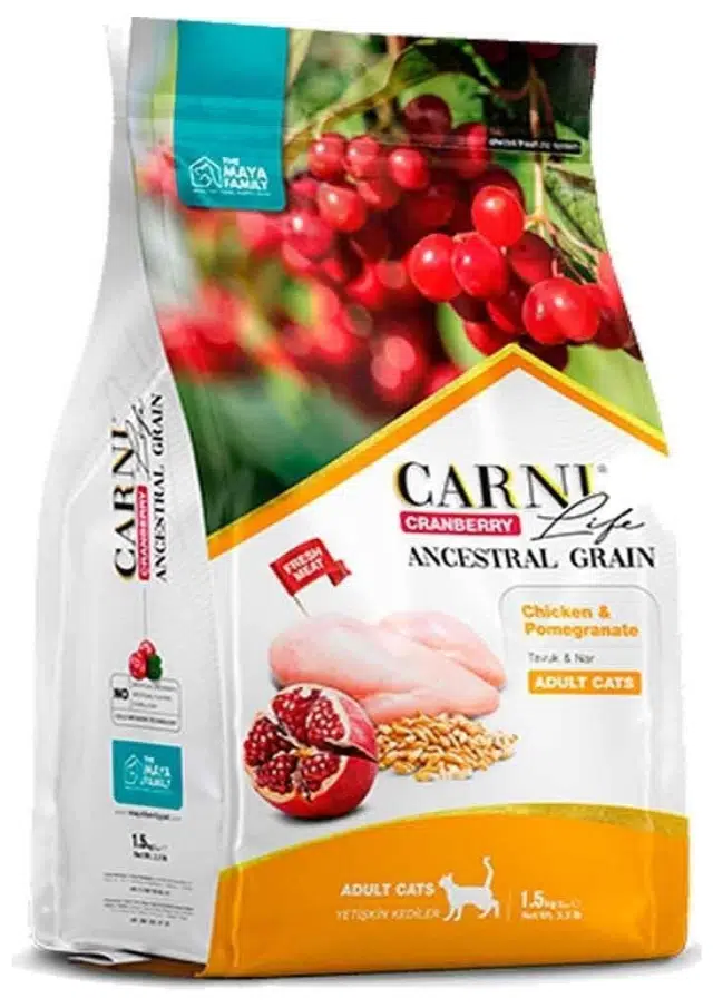 Carni Life Ata Tahıllı Tavuklu Ve Narlı Yetişkin Kedi Maması 1.5 Kg