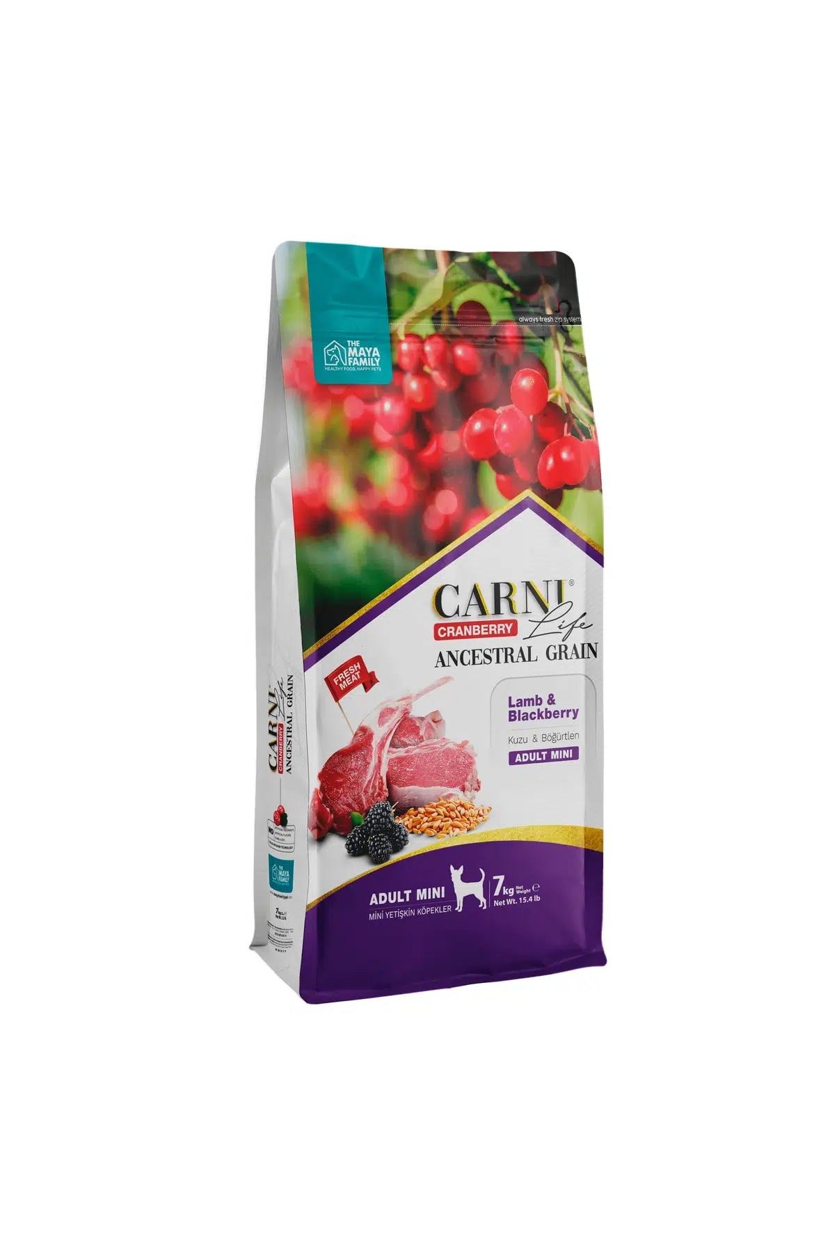 Carni Life Ata Tahıllı Kuzu Etli Ve Böğürtlenli Mini Irk Yetişkin Köpek Maması 7 Kg