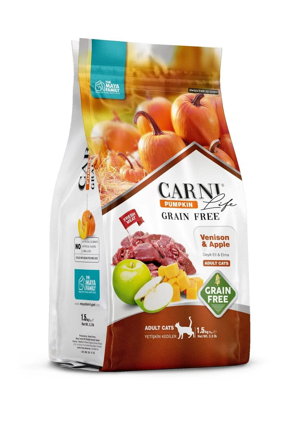 Carni Life Tahılsız Geyik Etli Ve Elmalı Yetişkin Kedi Maması 1.5 Kg