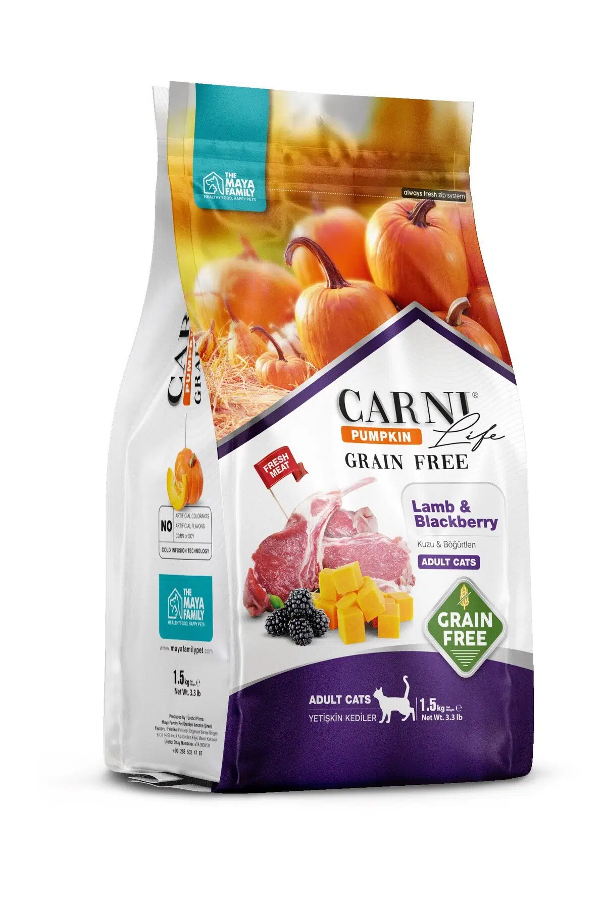 Carni Life Pumpkin Tahılsız Kuzulu Ve Böğürtlenli Yetişkin Kedi Maması 1.5 Kg