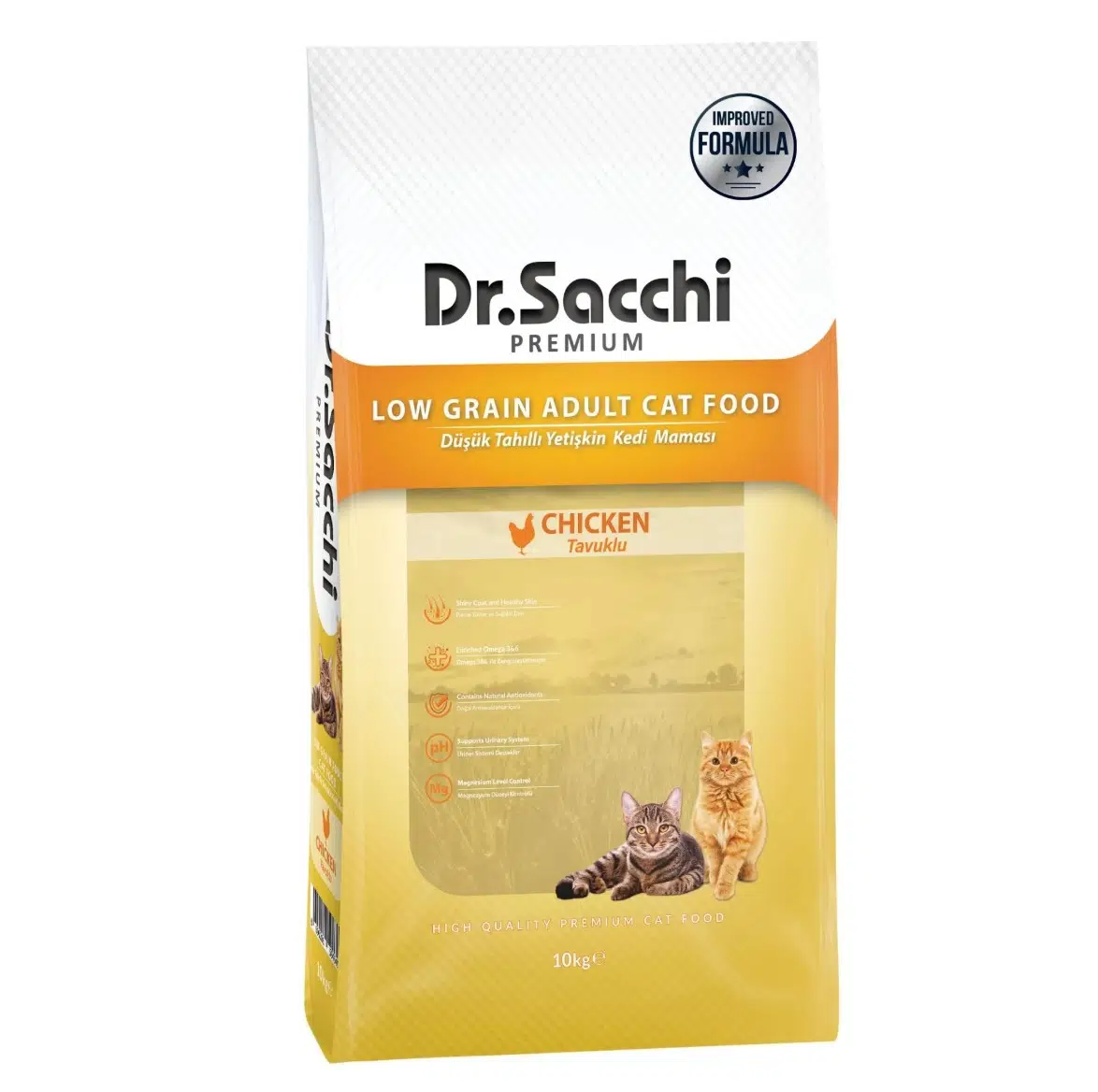 Dr.Sacchi Premium Düşük Tahıllı Adult Tavuklu Yetişkin Kedi Maması 10 Kg