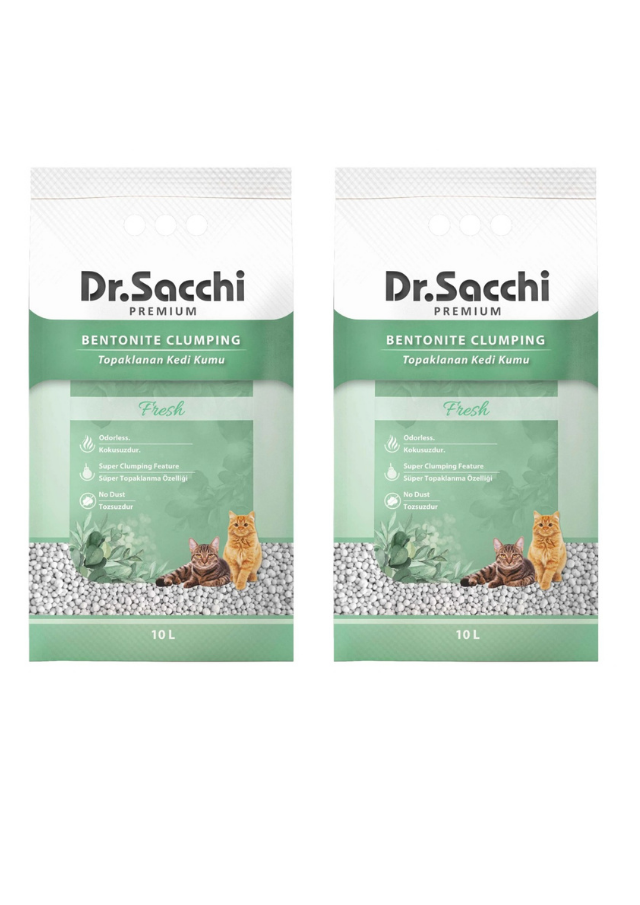 Dr.Sacchi Fresh Kokusuz Bentonit Kedi Kumu 10 Lt 2 Adet
