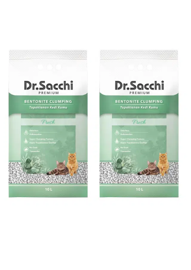 Dr.Sacchi Fresh Kokusuz Bentonit Kedi Kumu 10 Lt 2 Adet