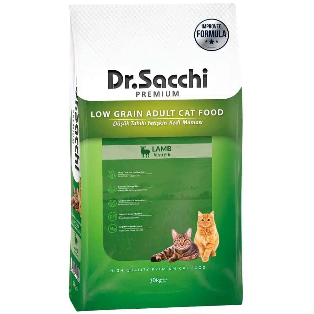 Dr.Sacchi Premium Düşük Tahıllı Adult Kuzu Etli Yetişkin Kedi Maması 10 Kg