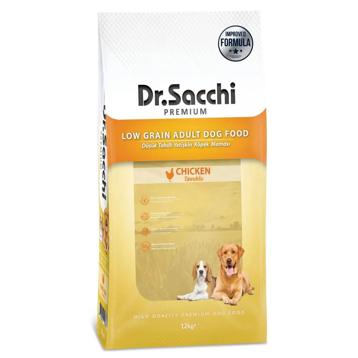 Dr.Sacchi Premium Düşük Tahıllı Adult Tavuklu Yetişkin Köpek Maması 12 Kg