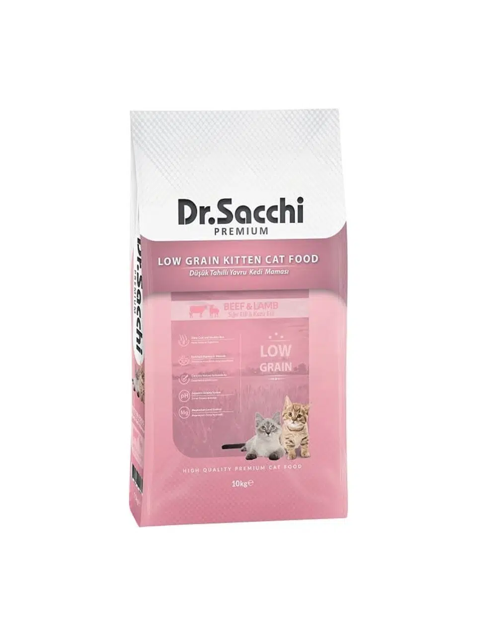 Dr. Sacchi Premium Kitten Düşük Tahıllı Sığır ve Kuzu Etli Yavru Kedi Maması 10 Kg