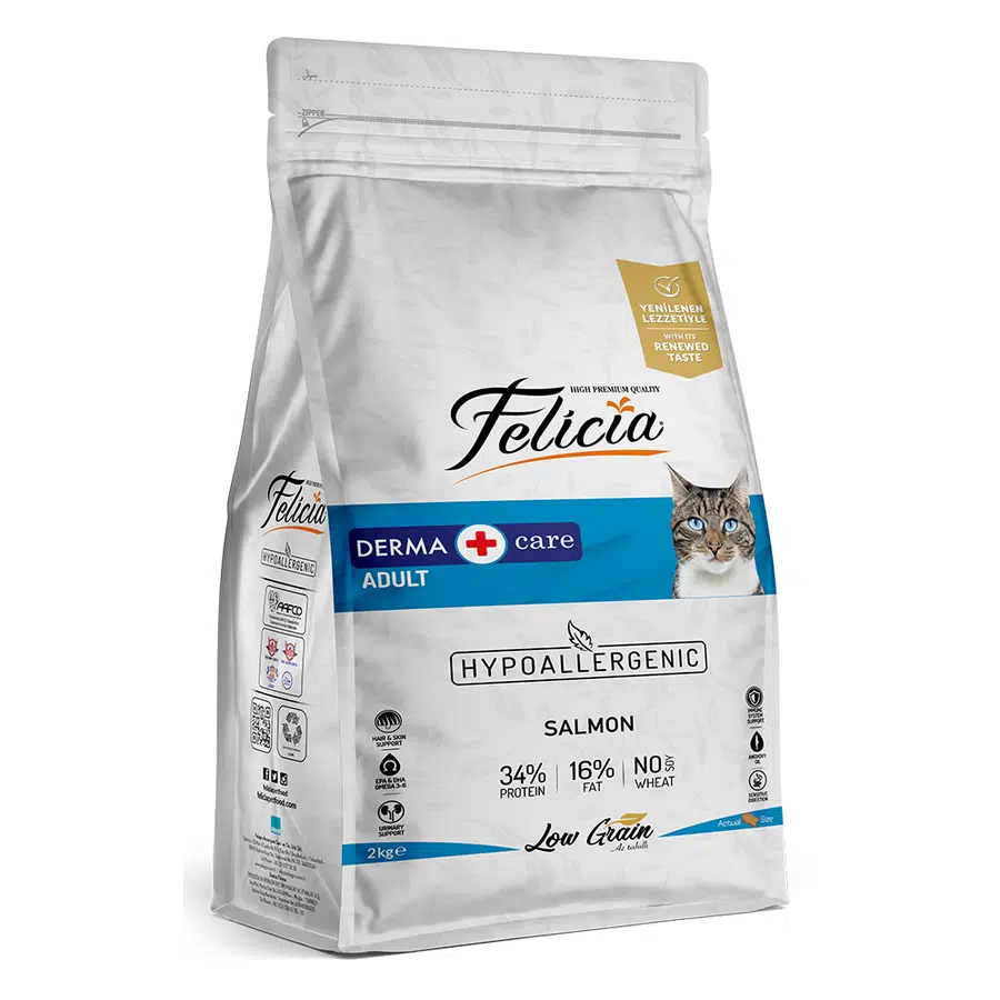Felicia Az Tahıllı Derma HypoAllergenic Somonlu Yetişkin Kedi Maması 2 Kg
