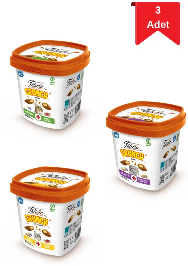 Felicia Crunch Tavuklu, Somonlu Ve Sığır Etli Kedi Ödül Maması 100 Gr X 3 Adet Karışık