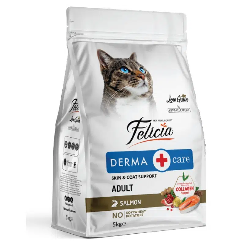 Felicia Derma Care Somonlu Adult Az Tahıllı HypoAllergenic Yetişkin Kedi Maması 5 Kg 