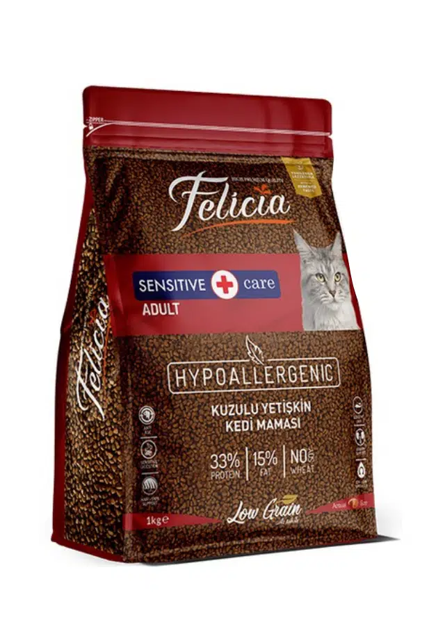 Felicia Hypoallergenic Az Tahıllı Sensitive Adult Kuzu Etli Yetişkin Kedi Maması 1 Kg