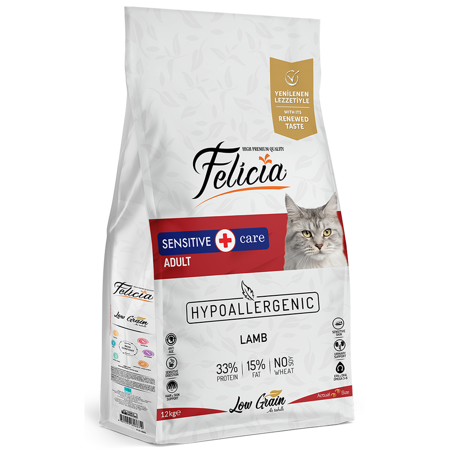 Felicia HypoAllergenic Sensitive Kuzu Etli Düşük Tahıllı Yetişkin Kedi Maması 12 Kg