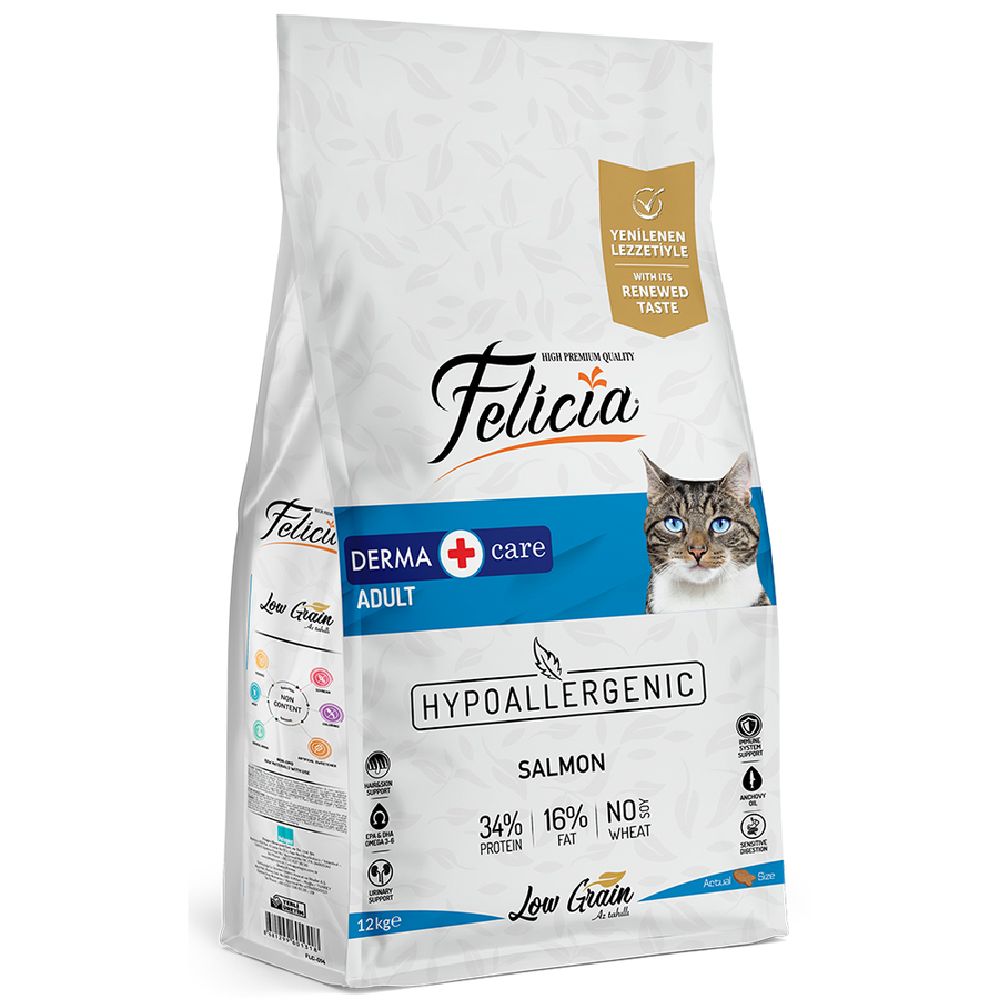 Felicia Somonlu Adult Az Tahıllı HypoAllergenic Yetişkin Kedi Maması 12 Kg 