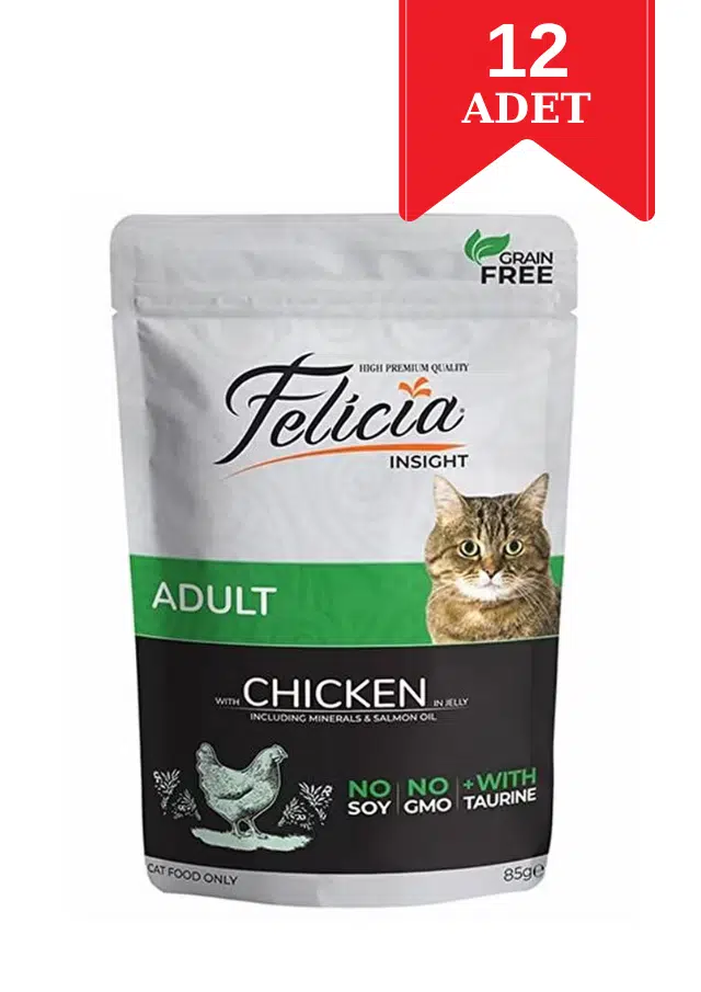 Felicia Tahılsız Cat Pouch Tavuklu Yaş Yetişkin Kedi Maması 85 Gr X 12 Adet