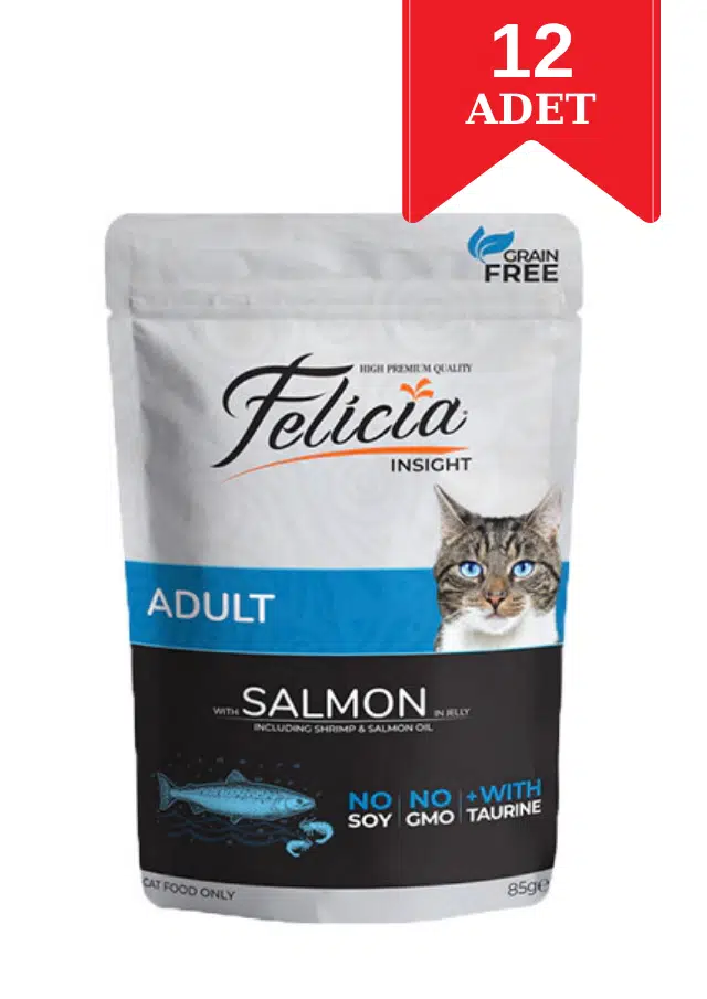 Felicia Tahılsız Cat Pouch Somonlu Yaş Yetişkin Kedi Maması 85 Gr X 12 Adet