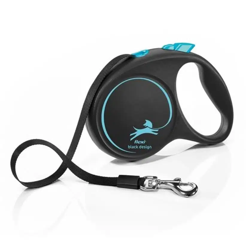 Flexi Black Design Otomatik Mavi Şerit Köpek Gezdirme Tasması Small 5 Metre