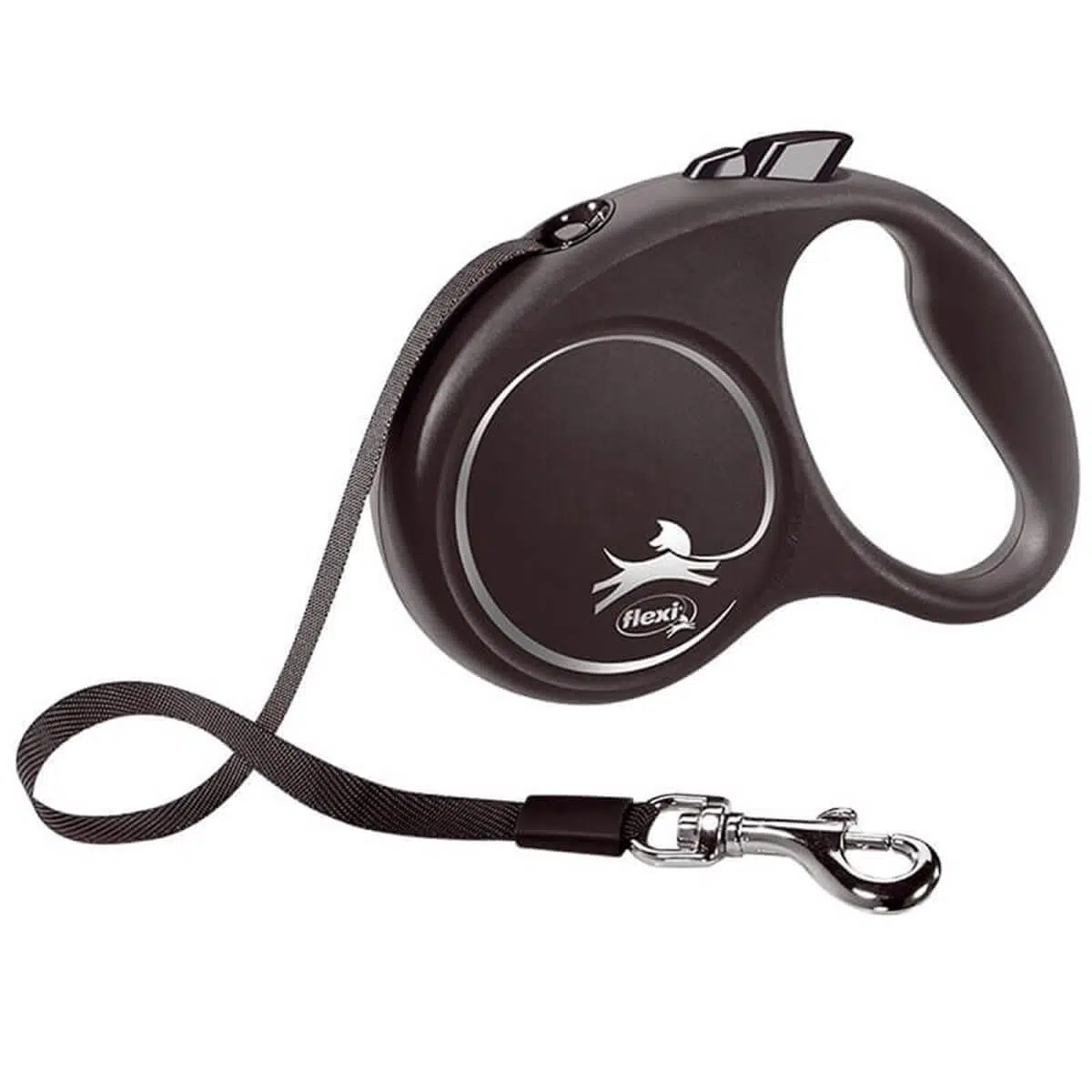 Flexi Black Design Otomatik Siyah Şerit Köpek Gezdirme Tasması Small 5 Metre